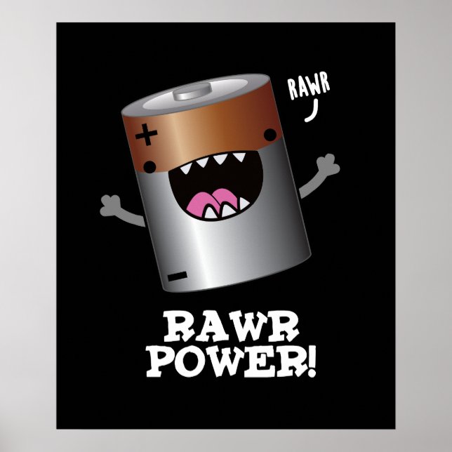 Poster Batterie Rawy Power Funny Pun Dark BG (Devant)