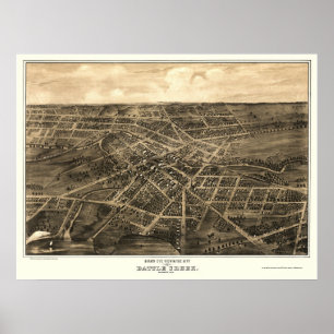 Poster Battle Creek, carte panoramique de MI - 1870