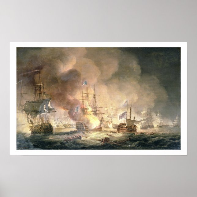 Poster Battle of the Nile, 1er août 1798 at 10pm, 1834 (Devant)