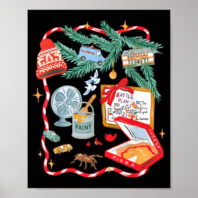 Poster Battle Plan Funny Christmas Home Kids Hand Dawn Al (Devant)