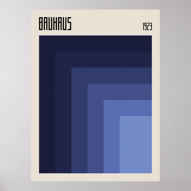 Poster Bauhaus 1923 | Conception rétro | Couleurs bleues (Devant)
