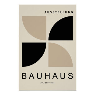 Poster Bauhaus Beige Noir Géométrique Quart de Cercle
