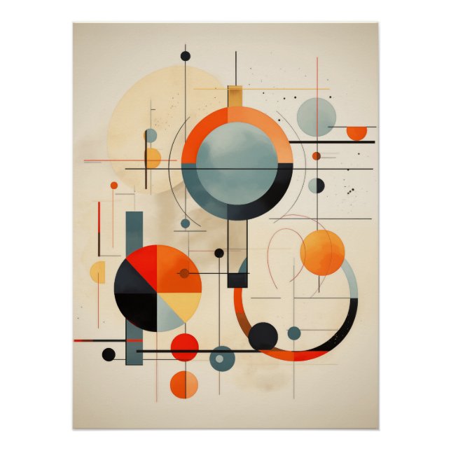 Poster Bauhaus Geometric Abstract Composition (Devant)