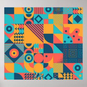 Poster Bauhaus Retro : les années 70 de la musique géomét