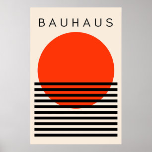 Poster Bauhaus Soleil rouge orange