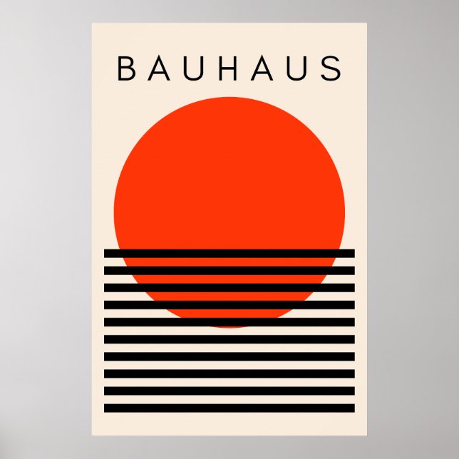 Poster Bauhaus Soleil rouge orange (Devant)