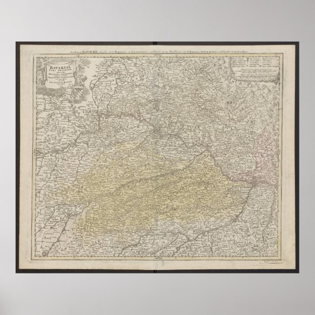Poster Bavaria Map, Germany Poster, Historical Map 1712 (Devant)
