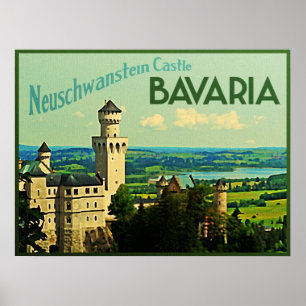 Poster Bavière Allemagne Neuschwanstein Château