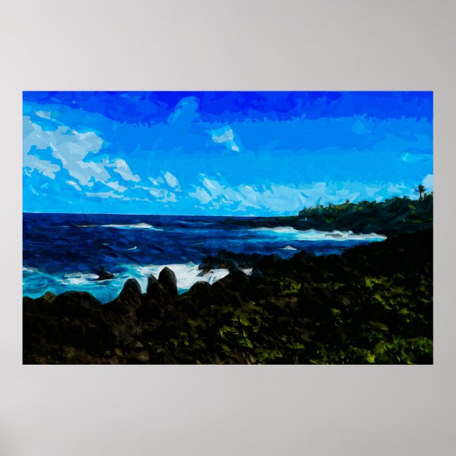 Poster Bay On the Road to Hana Maui Abstrait (Devant)