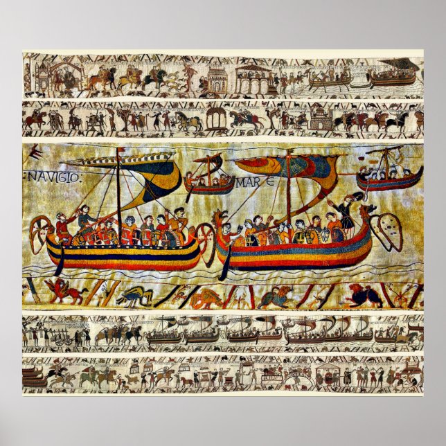POSTER BAYEUX TAPESTRY 1066 NAVIRES VIKING (Devant)
