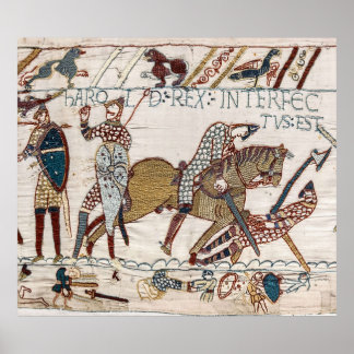 Poster Bayeux Tapestry King Harold tué Arrow in e