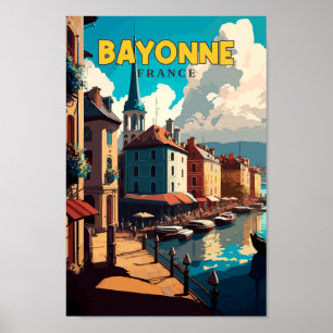 Poster Bayonne France Travel Art Vintage