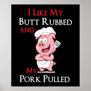 Poster BBQ   BBQ J'Aime Mon Beurre Et Mon Porc Tiré