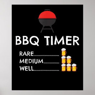Poster BBQ  BBQ Timer Barbecue Funny Grill Grill Cadeau