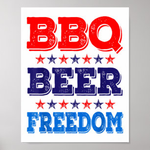 Poster Bbq Beer Freedom America Usa Party 4 juillet Sum