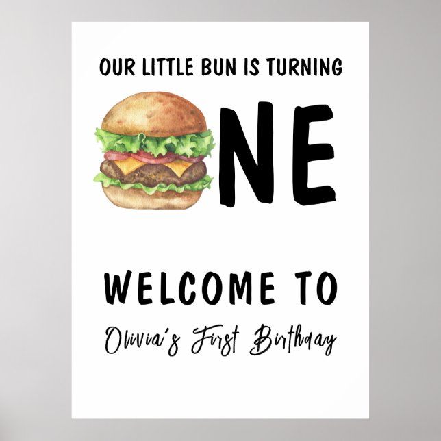 Poster BBQ Burger Première fête d'anniversaire (Devant)
