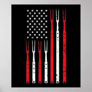 Poster BBQ Chemise Pour Hommes Papa Cadeau Patriotique