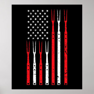 Poster BBQ | Chemise Pour Hommes Papa Cadeau Patriotique
