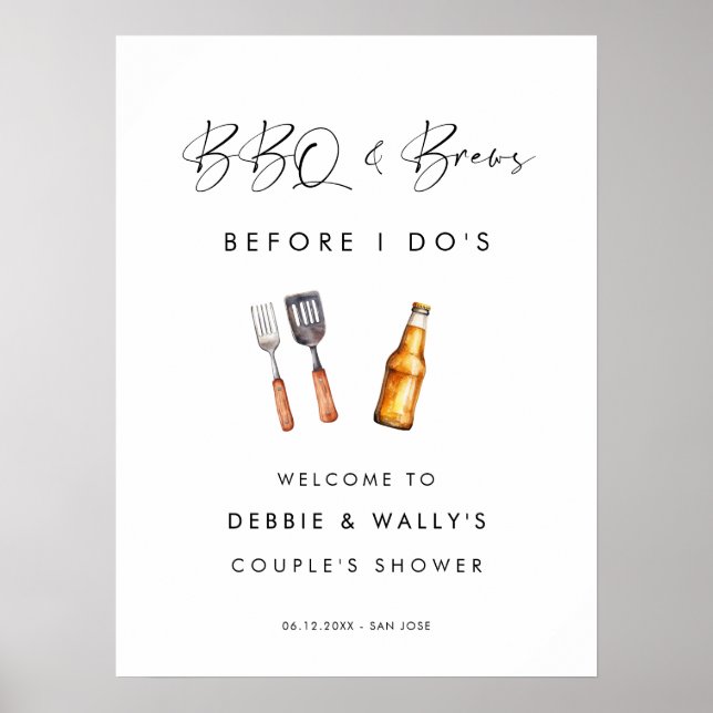 Poster BBQ et brasse avant de faire la douche de couple (Devant)