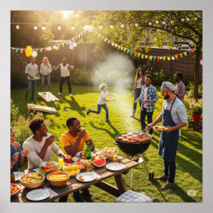 Poster BBQ Jardin été