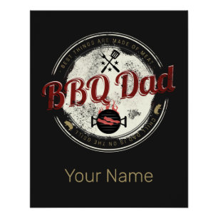 Poster BBQ Papa Grill Vintage ou Barbecue Pour Fête des p