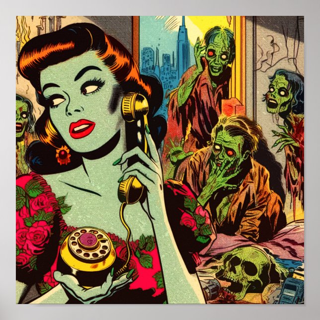 Poster BD Zombie Horreur vintage (Devant)