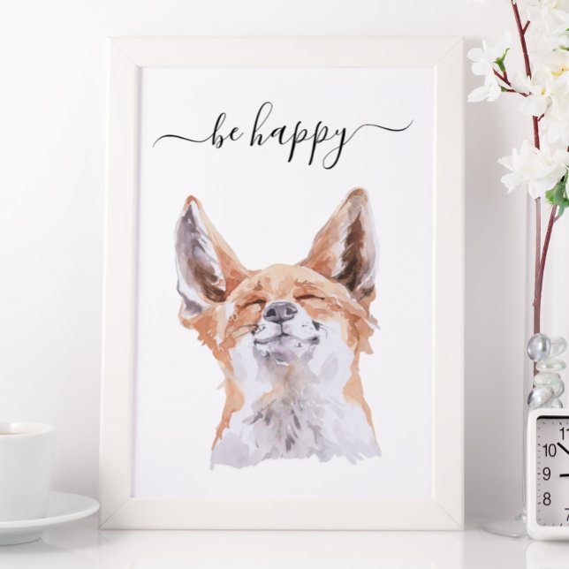 Poster Be Happy Fox Nursery Child Woodland (Créateur téléchargé)