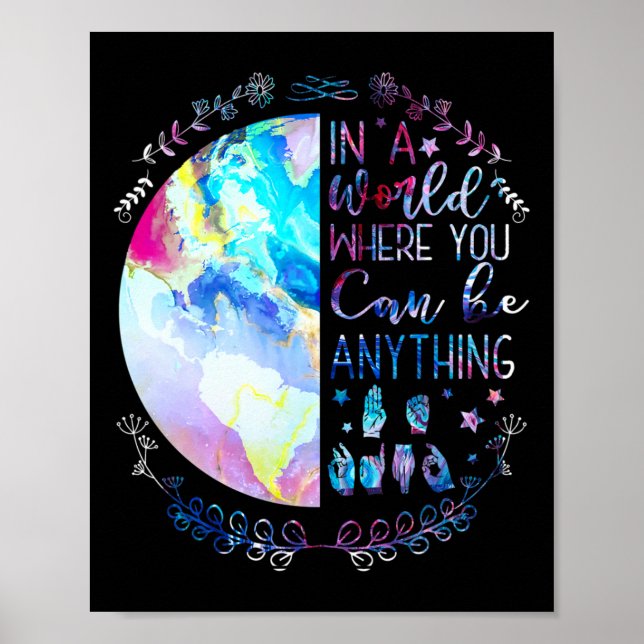 Poster Be Kind Asl Alphabet American Sign Language Deaf A (Devant)