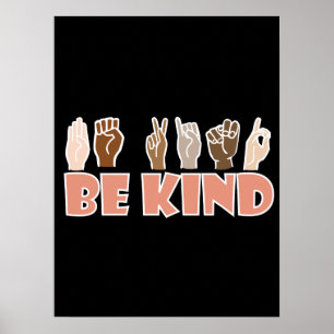 Poster Be Kind ASL American Sign Language