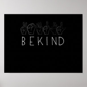Poster Be kind hand sign anti bullying day