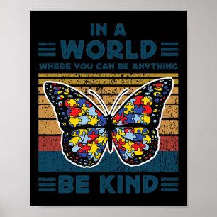 Poster Be Kind Sensibilisation sur l'autisme Puzzle Butto