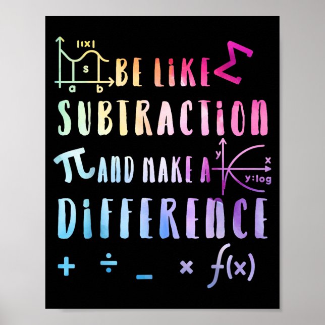 Poster Be Like Subtraction Math Quote For Teachers Studen (Devant)