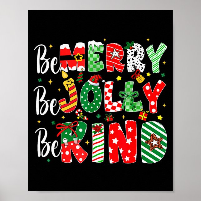 Poster Be Merry Be Jolly Be Kind Merry Christmas Teacher  (Devant)