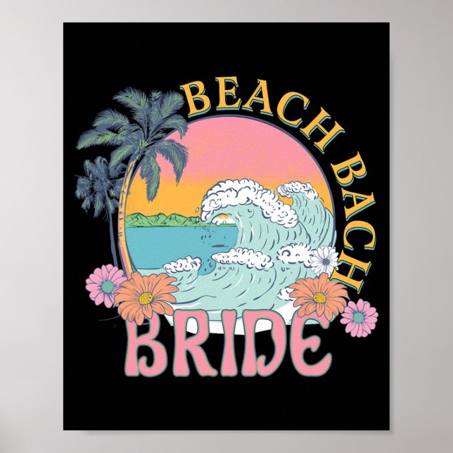 Poster Beach Bach Bridesmaid Rétro Summer Bachelore (Devant)