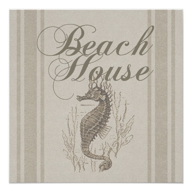 Poster Beach House Seahorse Seashore (Devant)