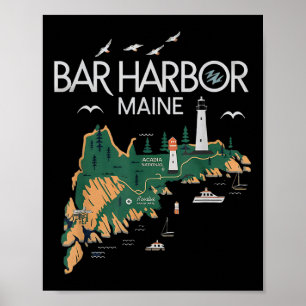 Poster Beach Lighthouse Bar Harbour Maine