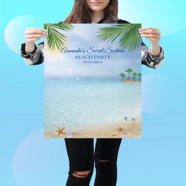 Poster Beach Party Luau Sweet sixteen Coquillages PalmTre (Créateur téléchargé)