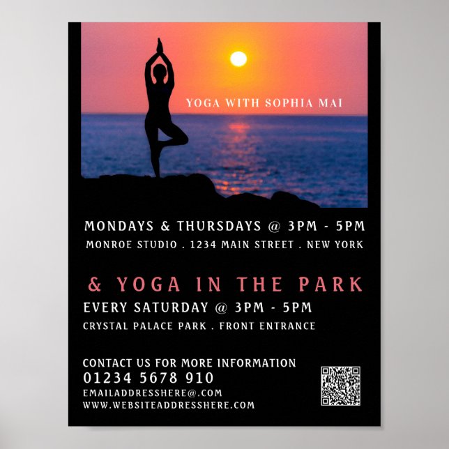 Poster Beach Portrait, Yoga Classe Publicité (Devant)