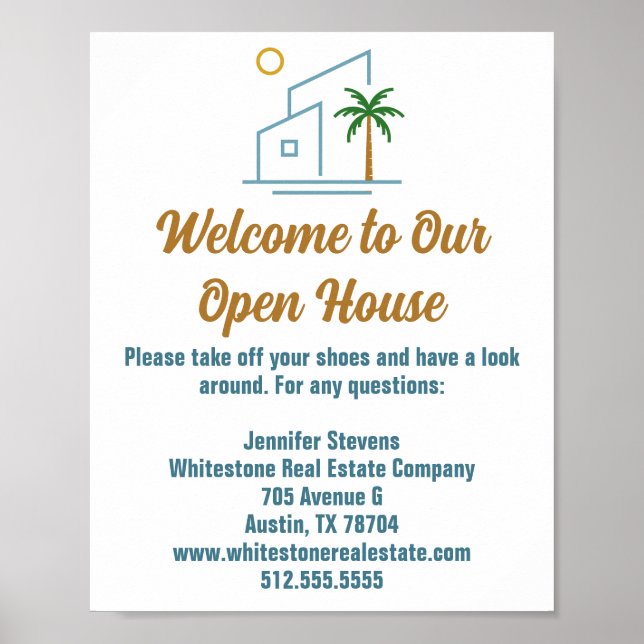 Poster Beach Real Estate Company Custom Open House (Devant)