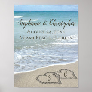 Poster Beach Wedding Hearts