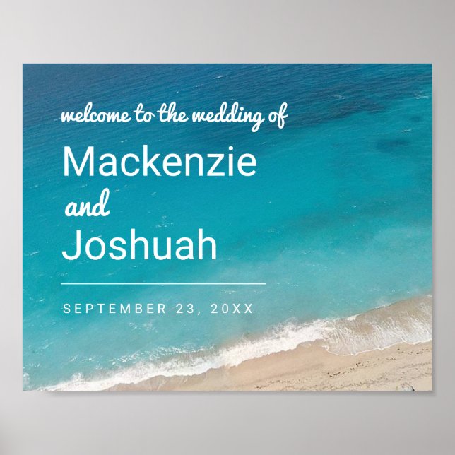 Poster Beach Wedding Ocean Waves Welcome (Devant)