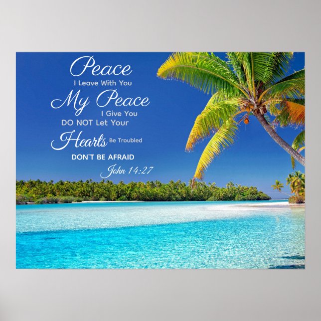Poster Beachside Cook Island - John 14:27 Bible Verse (Devant)