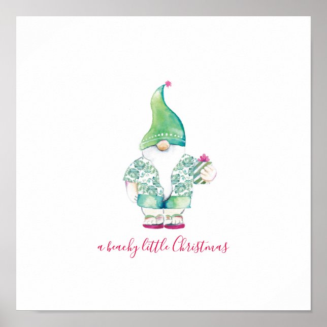 Poster Beachy Little Christmas Watercolor Art (Devant)