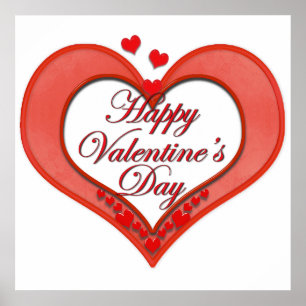 Poster Beaded Red Heart Valentine