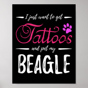 Poster Beagle Amoureux des chiens Tattoo Funny Chien Mama