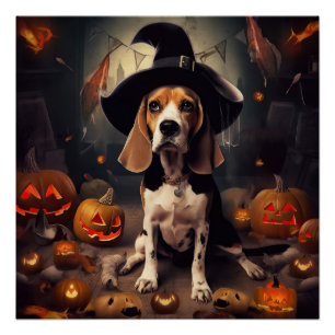 Poster Beagle Citrouille Halloween effroi