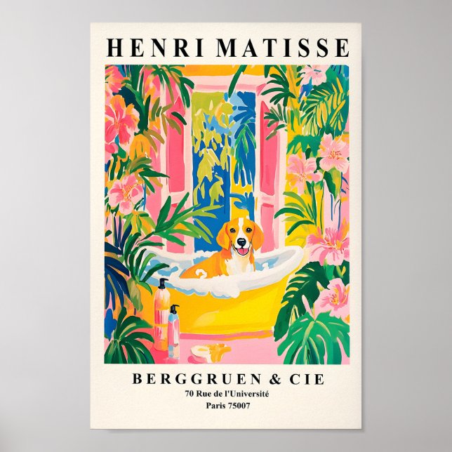 Poster Beagle Dans Baignoire Impression, Amusante Salle D (Devant)