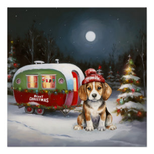 Poster Beagle d'hiver Caravan Christmas Adventure