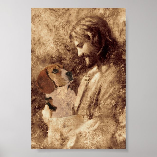 Poster Beagle Dieu Jésus Nous Cesse Par Son Amour (Devant)