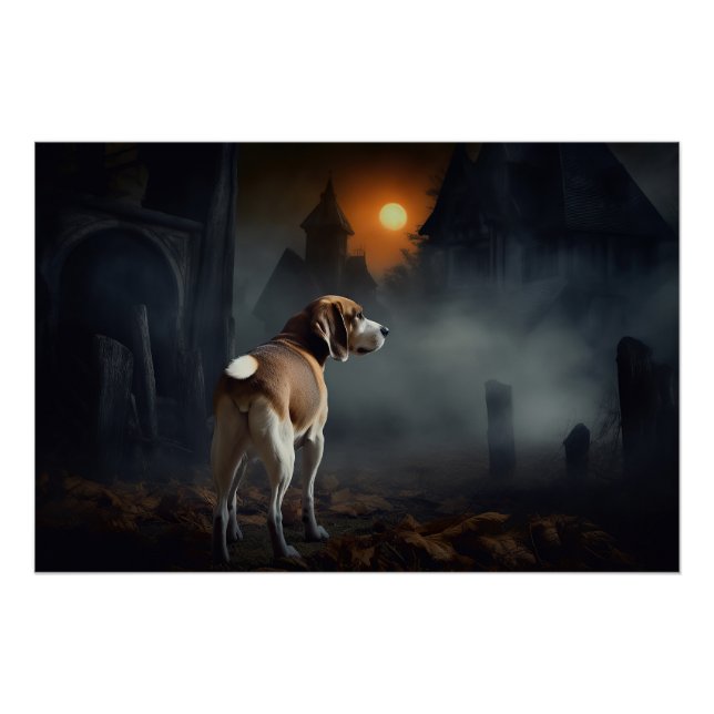 Poster Beagle Halloween effrayant (Devant)